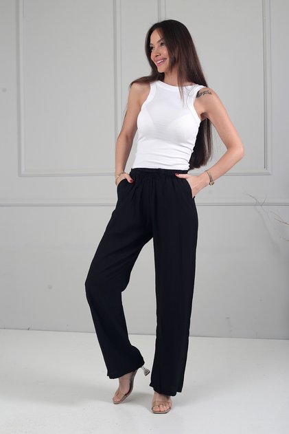 Women's Strawberry Wide-Leg Pants with Elastic Waist and Pockets