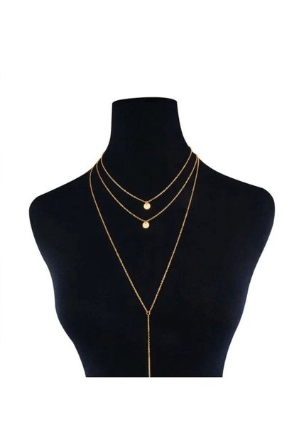 Three Row Sequined Layered Detailed Chain Women's Necklace