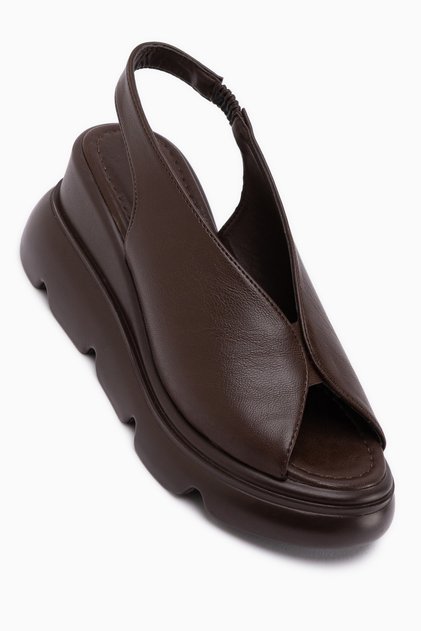 Sandale Tilda maro cu toc elastic