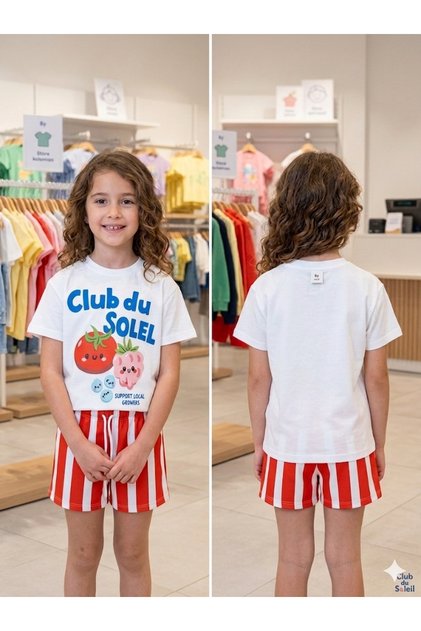 Club Du Soleil Special Series 100% Cotton Girls' Shorts Set - Fruit Printed Summer Set