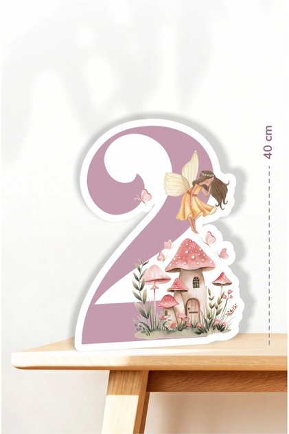 Peri Kızı Temalı 2 Yaş Ayaklı Rakam Pano - 2 Yaş (40 cm)