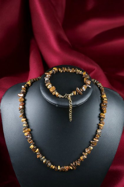 Tiger's Eye Pendant Bracelet Tiger's Eye Necklace Bracelet Steel Wire Steel Clip Steel Ring Steel Chain