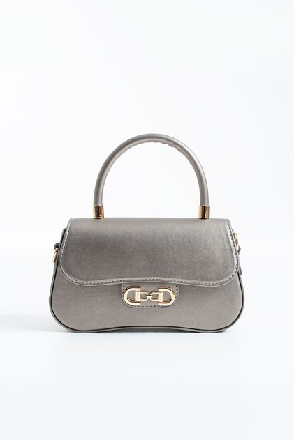 Nçs Dark Gray Covered Baguette Crossbody Women's Bag