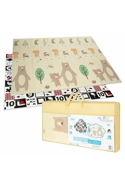 Covoras de joaca pliabil Little Bear 200x150x1 cm cu doua fete,suprafata impermeabila anti