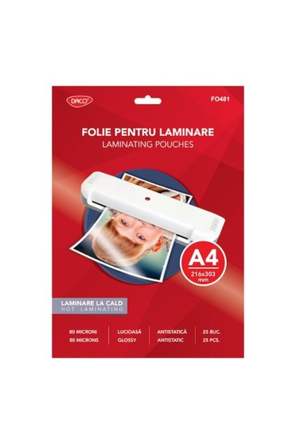 Folie de laminare A4 80 microni 25 coli/pachet Daco