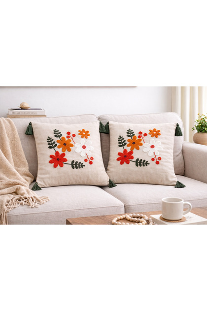Modern Punch Embroidered 2-Piece Throw Pillow Cover 43X43 Decorative