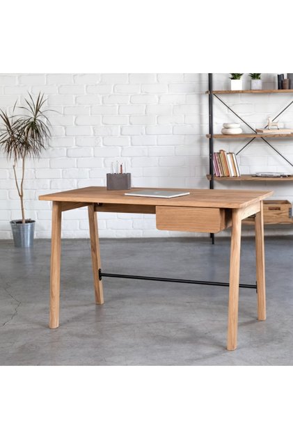 Rustic Tek Çekmeceli Masif Ahşap Çalışma Masası