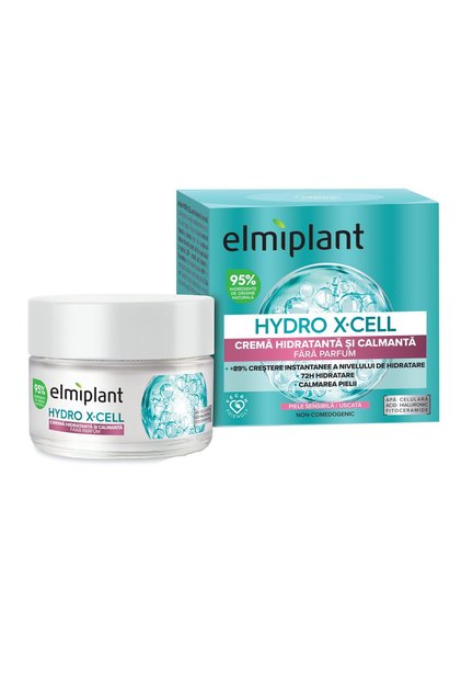 Cremă hidratantă și calmantă fără parfum, Elmiplant, Hydro X-Cell, 50 ml