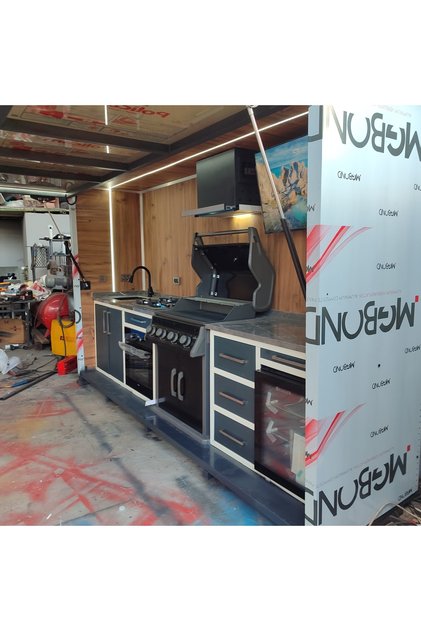 Vago Kapalı Sistem Dış Mekan Bahçe Mutfağı - 3.6 Metre Barbekülü Full Set