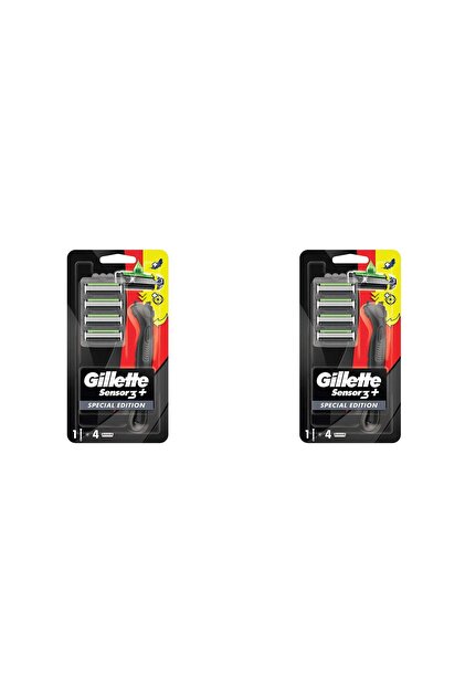 Gillette Sensor 3 Plus Black Makine + 4 Yedek Başlık - 2 Adet