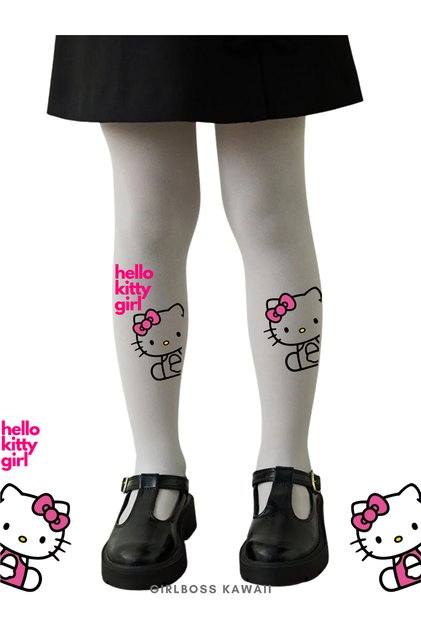 Hello Kitty White Pantyhose Matte Opaque New Figure