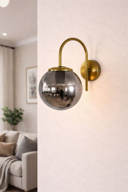 Dolunay Gold Kasa Camlı Tekli Aplik( Pilli Değildir)