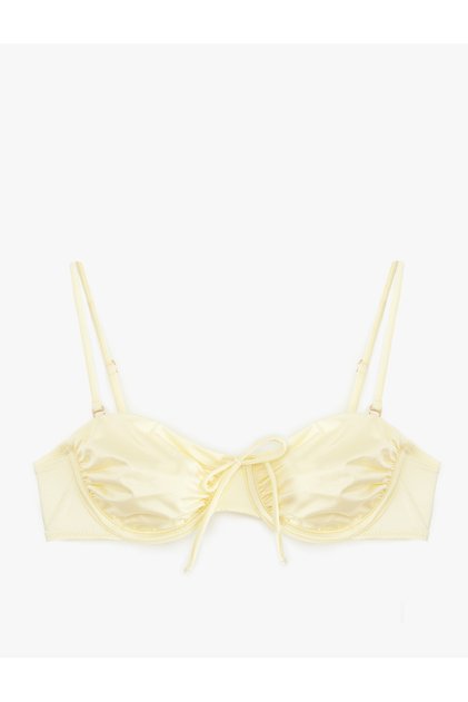 Removable Strap Bow Detail Shiny Underwire Bikini Top