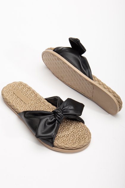 Bow-Tie Straw Sole Non-Slip Daily Summer Soft Strap Women's Slippers
