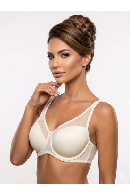 Women's Tulle Detailed Lj Ultra Soft C Cup Gathering Bra
