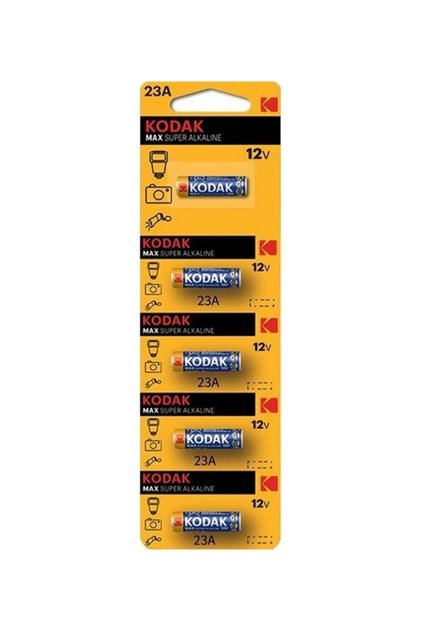 23A 12V Max Süper Alkalin Pil - 5'li Paket (A23 / MN21) Garaj Kumanda, Alarm ve Zil Pili