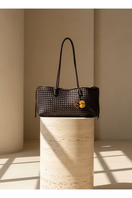 B37113 Shoulder Bag Large Size Knitted Patterned Daily Stylish Bag with Inner Bag for Women