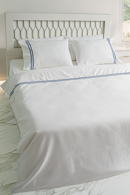 Vetra Stripe Embroidered Cotton Satin Double 6-Piece Duvet Cover Set