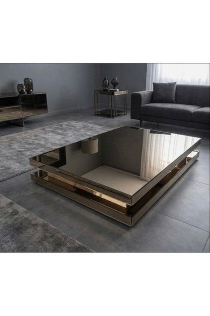 LUXURY KOMPLE BRONZ AYNALI DEKORATIF ORTA SEHPA 100 × 170 YÜKSEKLIK 33 CM