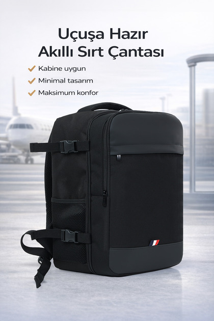 Smart Kabin Boy Laptop ve Tablet Bölmeli, Suya Dayanıklı, Seyahat, Sırt, Valiz Çantası