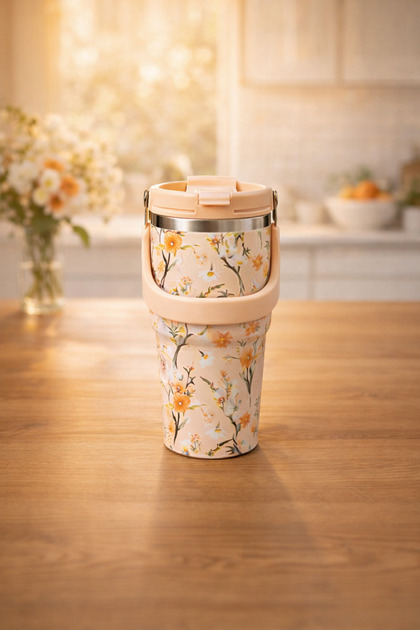 700 ml Steel Thermos Mug with Carrying Handle, Vacuum Heat Insulated, Leak-Proof, Stylish Cup