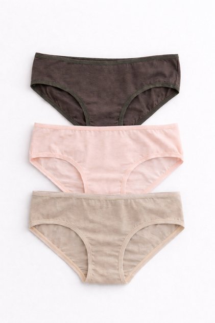 Women's Modal Bikini Panties Set of 3 Dark Skin Salmon Brown
