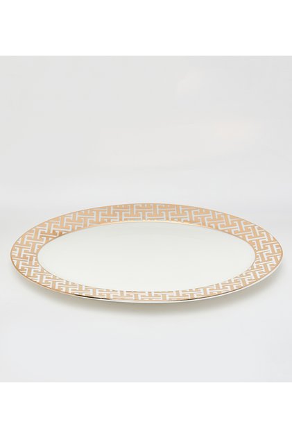 New Bone China 31x2cm White/Gold Platter