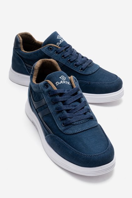 Two-Stripe Linen Men's Shoes Blue