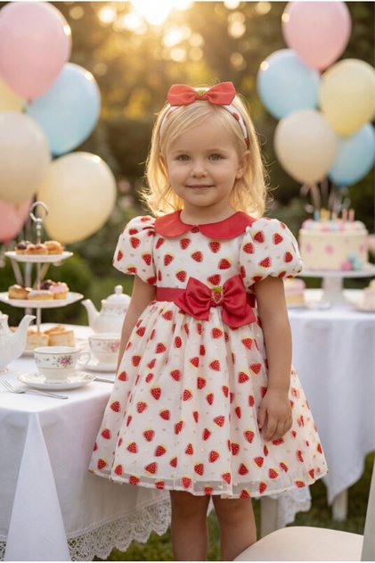 Strawberry Hair Accessory Evening Dress Girls' Special Occasion Dress 6-12-18-24 Months 35241Pr