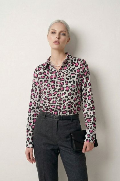 My Fashion Leopard Patterned Long Sleeve Buttoned Shirt