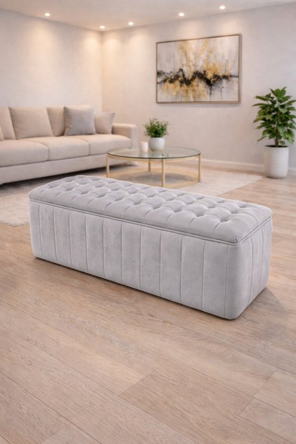 Premium kapitone dilimli puf bench, göz alıcı lüks görünüm ve modern dekor için üst düzey şıklık!”