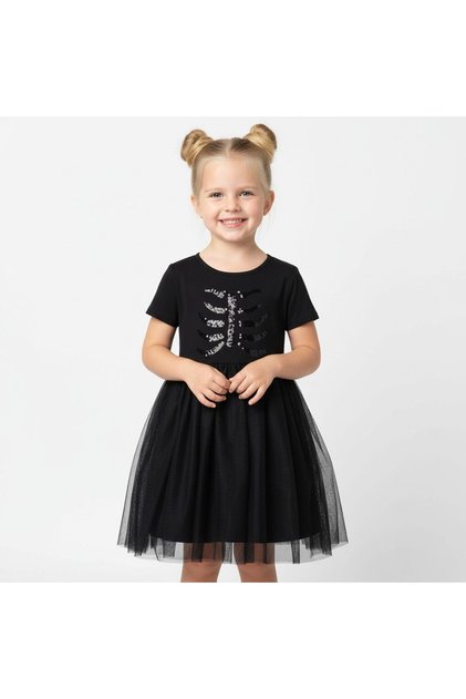 Girls' Dress with Sequins and Tulle on the Front