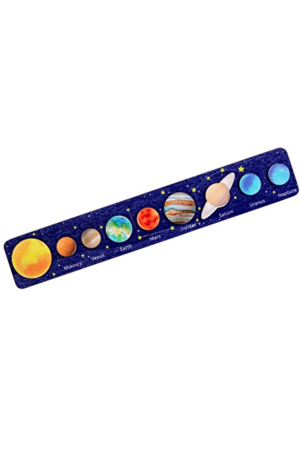 Puzzle din lemn cu incrustații 3D cu planetele Sistemului Solar pentru copii