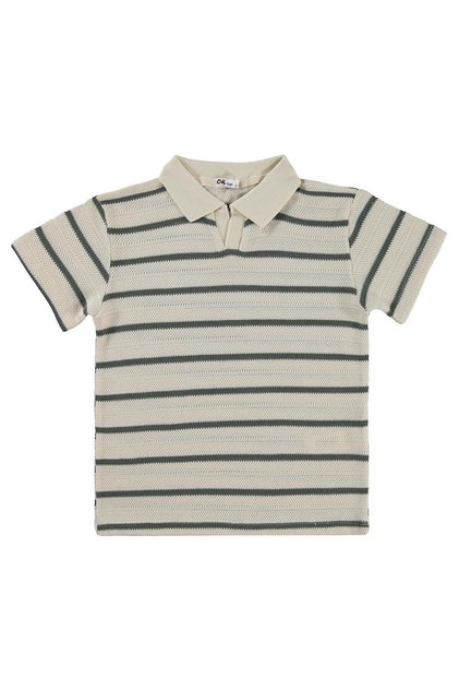 Polo Collar Striped T-Shirt for 10-13 Years Old - Khaki