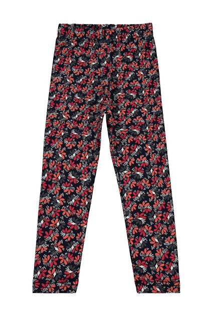 Civil Girls' Floral Patterned Leggings Km | Lycra Single Jersey Printed | School Nursery and Daily Use - Black
