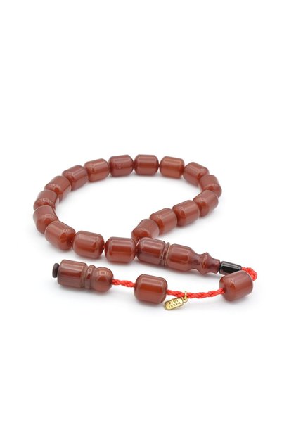 Hakkı Usta Signed Dark Orange Cumin Amber Efe Maskot Prayer Beads 002