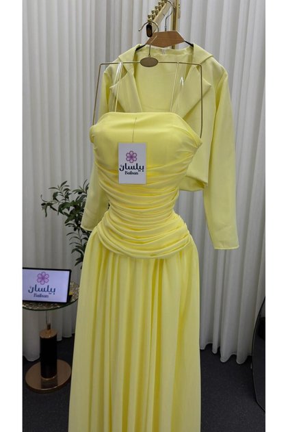 Dress with a Jacket with Soft Pleats