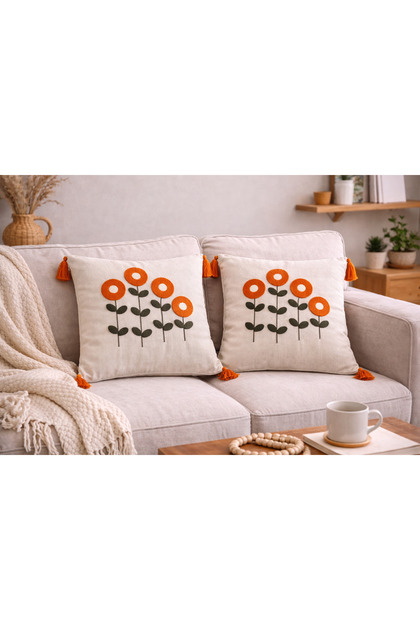 Modern Punch Embroidered 2-Piece Throw Pillow Cover 43X43 Decorative