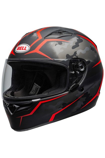 QUALIFIER TEALTH CAMO MATTE BLACK-RED MOTORCU KASKI