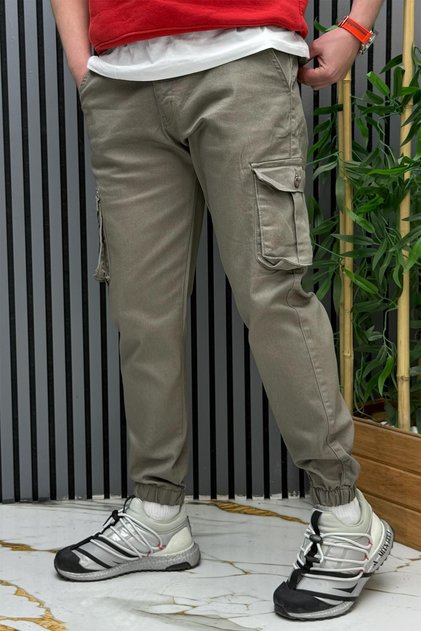 Men's Linen Lycra Gabardine Cargo Pants with Pockets (6 Pockets)