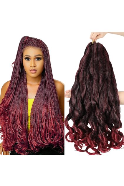 Hair French Curls Braiding Hair 22 Inches Color TBUG -French Curls Extensions,