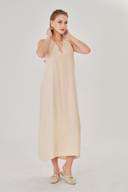 Backless V-Neck Flowy Dress