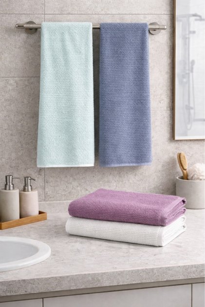 Set of 4 50X90 Hand Towels Soft Textured Absorbent Bath Towels