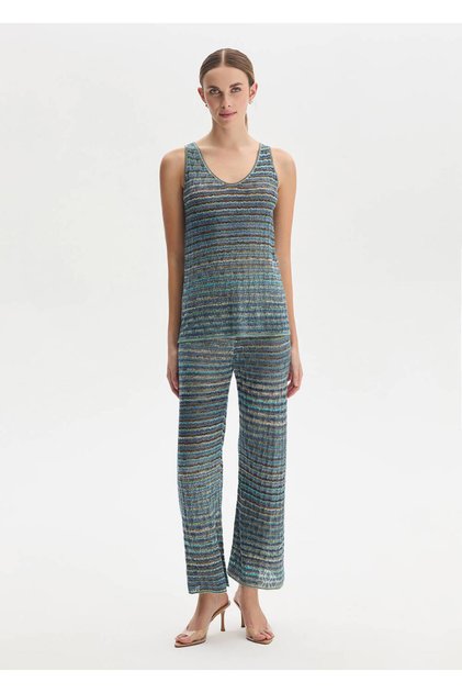 Gradient Color Transition Blue Knitwear Trousers