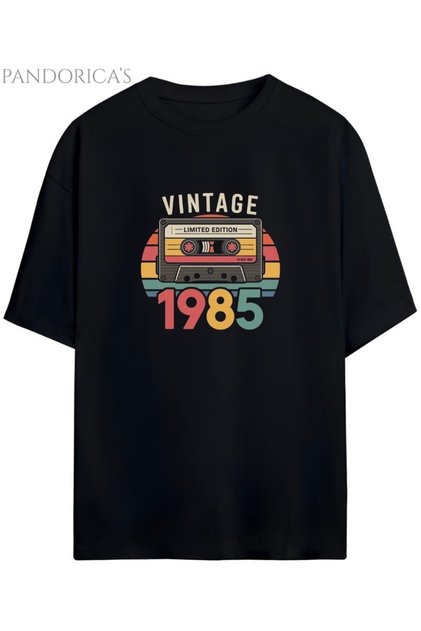 تي شيرت Pandorica's Vintage 1985 مطبوع عليه سلسلة تصميمات ريترو من القطن للجنسين