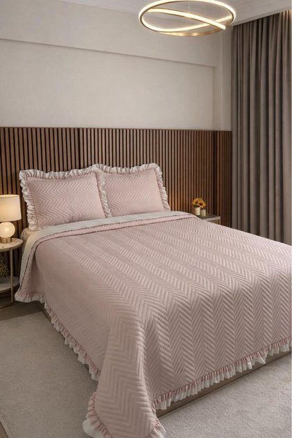 Gonca Double-Sided Double Bedspread 230X250 Cappucino