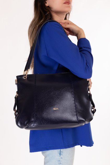 Women's Double Compartment Hand and Shoulder Bag Ald.4870 Navy Blue