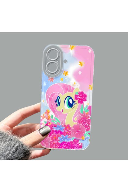 iPhone 16 Compatible Camera Protected Anti-Shock Aesthetic Print Patterned Transparent Silicone Case