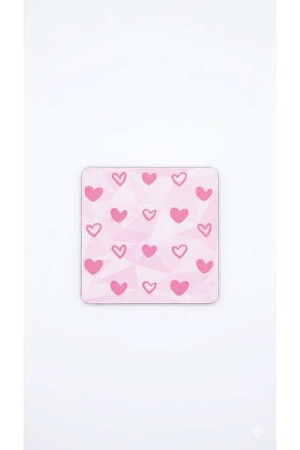 Pink and White Heart Design Printed Wooden Coaster