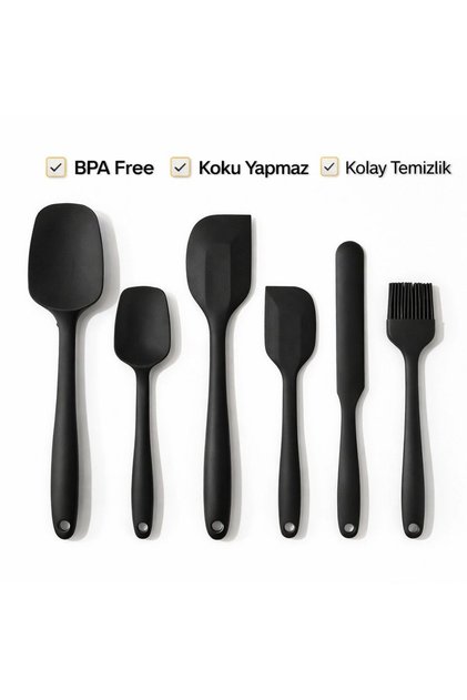 Premium Silicone Kitchen Utensil Set 6 Pieces Heat Resistant Non-Scratch Spatula